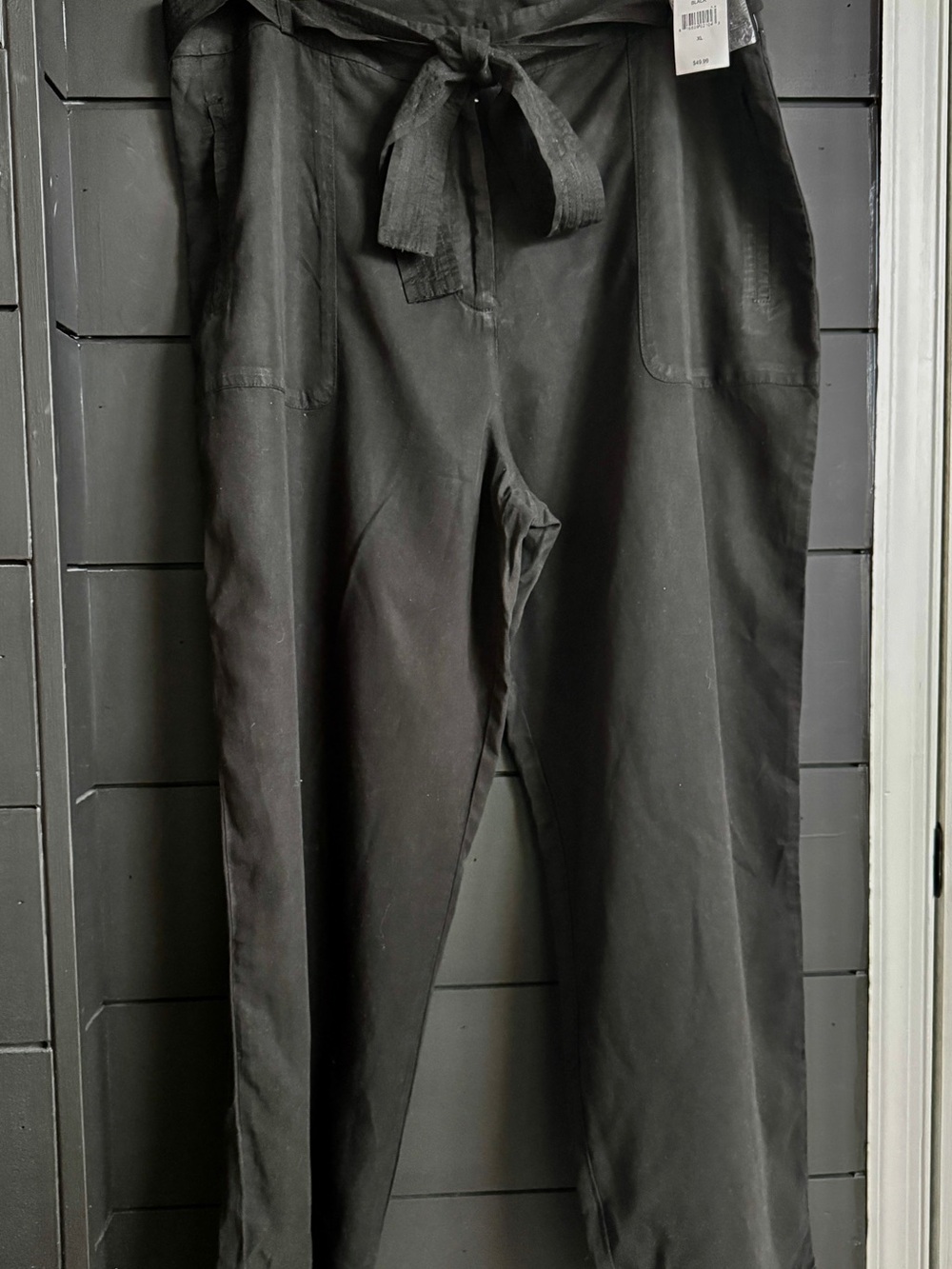 Saks Fifth Avenue Black Tie-Waist Chinos